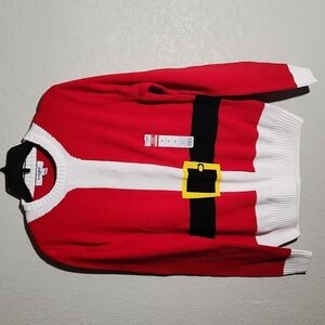 Ugly Christmas Sweater Santa Medium Red White